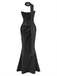 Trägerloses 80er Bodycon-Kleid mit Raffung und Schal