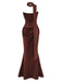 Trägerloses 80er Bodycon-Kleid mit Raffung und Schal