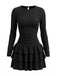 80er Minikleid mit Taillenraffung und gestuftem Rüschensaum