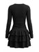 80er Minikleid mit Taillenraffung und gestuftem Rüschensaum