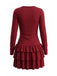 80er Minikleid mit Taillenraffung und gestuftem Rüschensaum