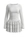 80er Minikleid mit Taillenraffung und gestuftem Rüschensaum