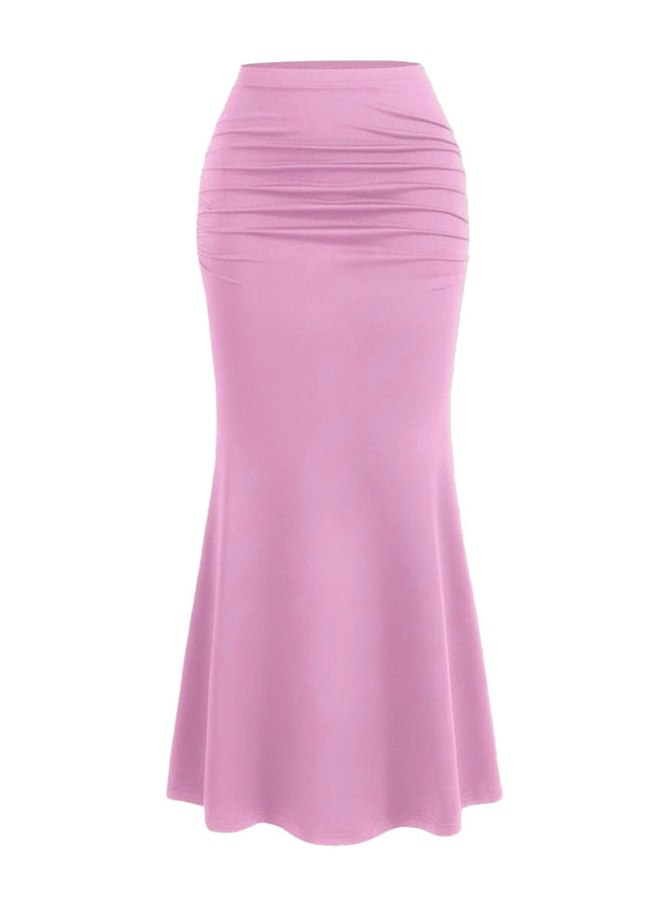 30er Maxirock mit Hohe Taille und Raffung