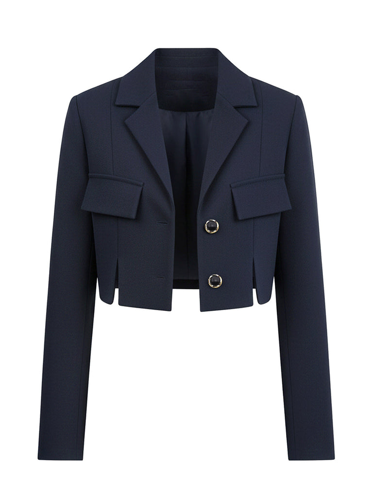 [Vorverkauf] 2PCS Dunkelblau 1950er Kurz Jacke & Spitze Träger Kleid