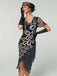Schwarz 1920er Pfau Pailletten Perlen Fransen Flapper Kleid