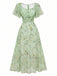 Hellblau 1930er Schmetterling Flatterärmel Chiffon Kleid