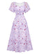 Hellblau 1930er Schmetterling Flatterärmel Chiffon Kleid