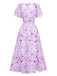 Hellblau 1930er Schmetterling Flatterärmel Chiffon Kleid