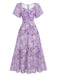 Hellblau 1930er Schmetterling Flatterärmel Chiffon Kleid