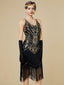 Gold 1920er Pailletten Fransen Spaghetti Träger Flapper Kleid