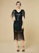 1920er Pailletten Fransen Flapper V-Ausschnitt Kleid