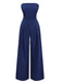 Dunkelblauer Wickel-Jumpsuit mit weitem Bein im Stil der 1940er Jahre 3