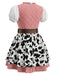Mehrfarbiges 70er Kleid mit Patchwork und Karo