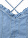 Blau 1960er Spaghetti Träger Denim High-Low-Saum Kleid