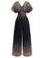 Schwarzer 50er Jumpsuit mit V-Ausschnitt und Hohe Taille