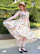 Bunt 1930er Blumen V-Ausschnitt Boho Slip Kleid