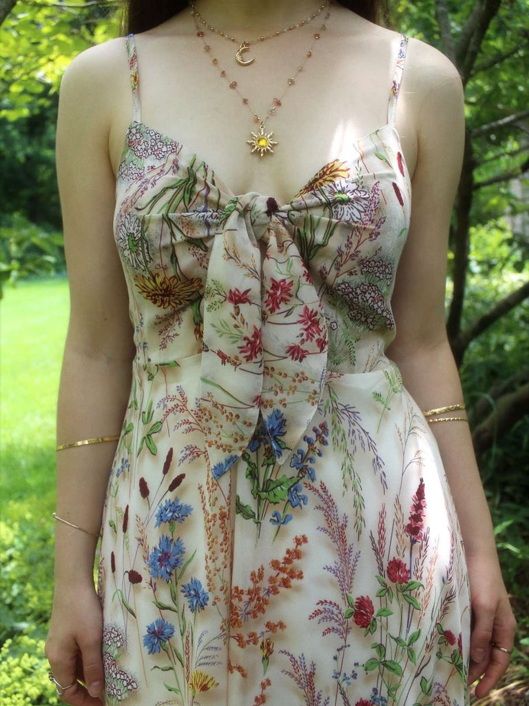 Bunt 1930er Blumen V-Ausschnitt Boho Slip Kleid