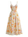 Lila 1930er Blumen V-Ausschnitt Boho Slip Kleid