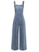 Blau 1970er Jeansstoff Weites Bein Overalls Ausgefranst Jumpsuit