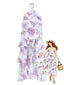 Lavendel 30er Blumen-Rüschenkleid mit Neckholder