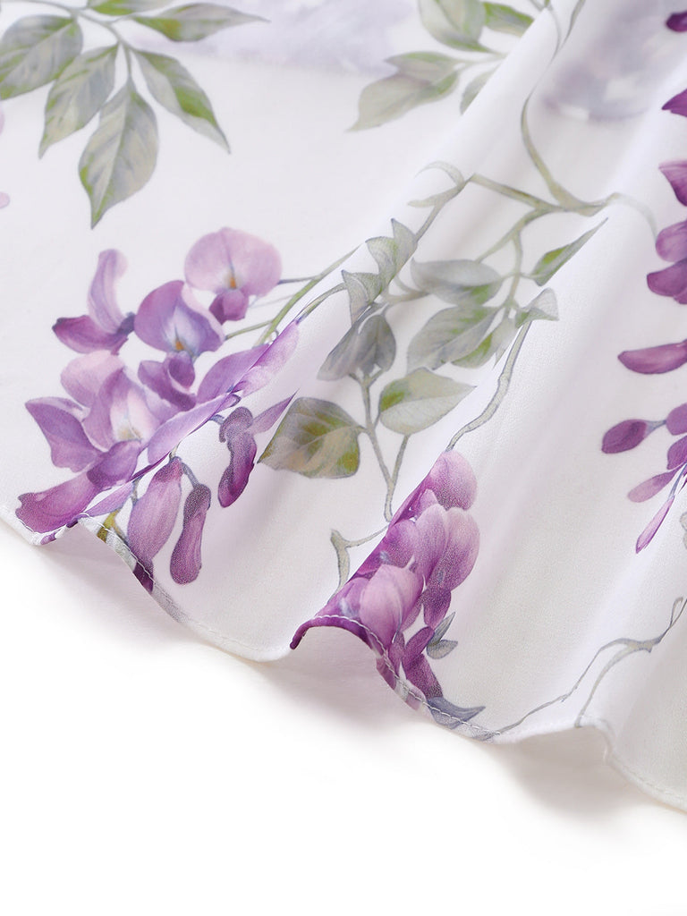 Lavendeles 30er Kleid mit Rüschen und Neckholder