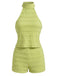 Grün 40er Top & Shorts mit Neckholder und Spitze