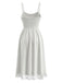 70er Kleid mit V-Ausschnitt, Spaghettiträgern und Struktur-Spitze