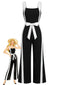 Schwarz & Weiß 1960er Farbblock Träger Jumpsuit