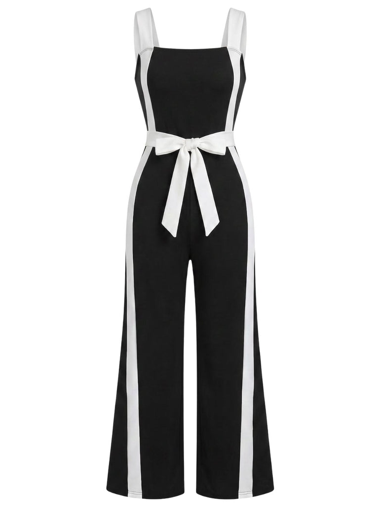 Schwarz & Weiß 1960er Farbblock Träger Jumpsuit