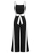Schwarz & Weiß 1960er Farbblock Träger Jumpsuit