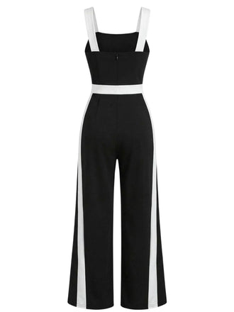 Schwarz & Weiß 1960er Farbblock Träger Jumpsuit