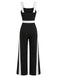 Schwarz & Weiß 1960er Farbblock Träger Jumpsuit