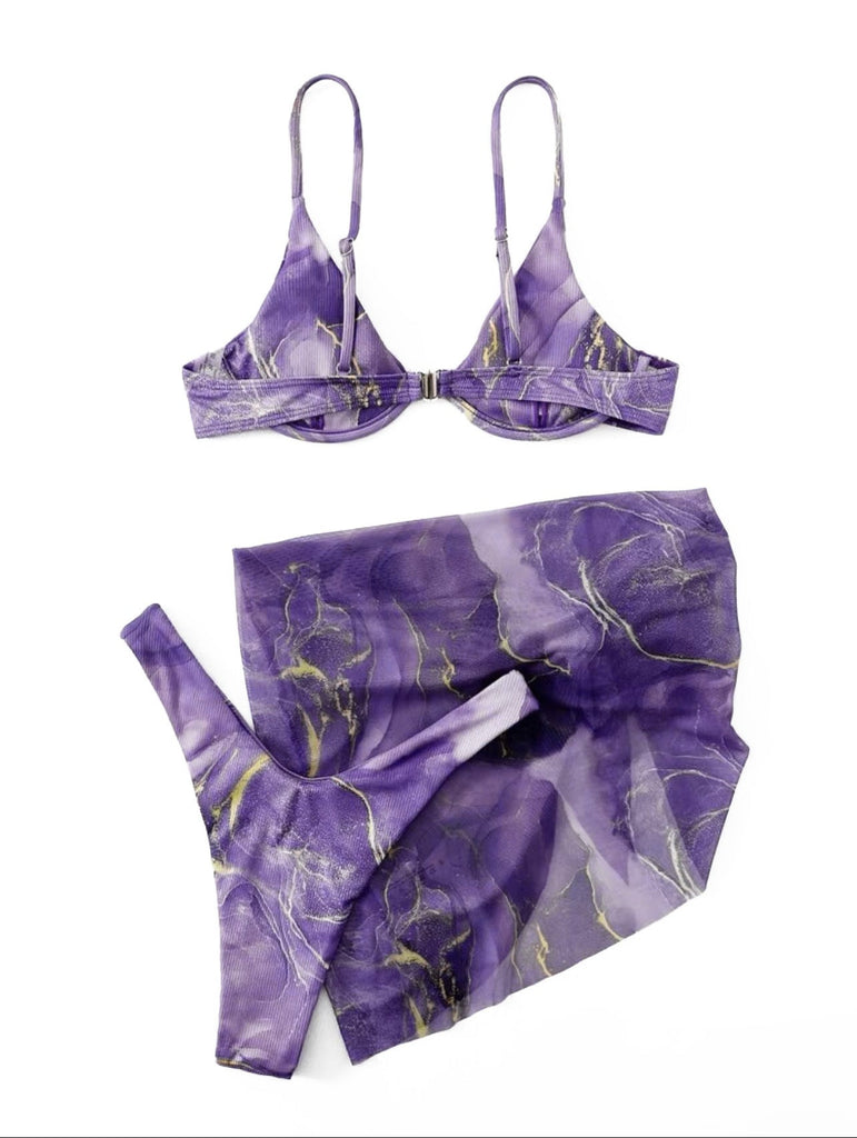 Lila dreiteiliges Bikini-Set 3