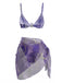 Lila 1980er Marmor-Print Triangel Bikini Set & Cover-Up