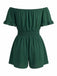 1940er Uni Schulterfrei Rüschenärmel Gesmokt Taille Romper