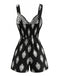 Schwarzer Strampler im Stil der 1950er Jahre mit Cut-outs und Twist-Front