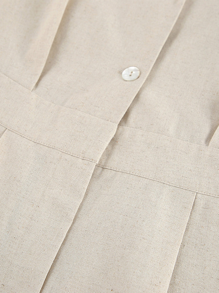 Beige 50er Romper mit Reverskragen und Pocketed