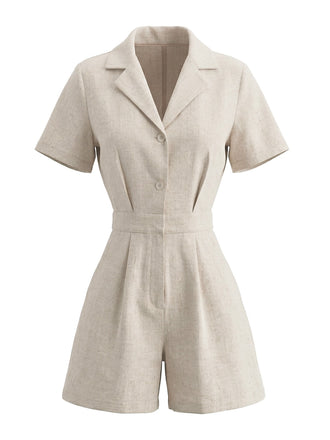 Beige 50er Romper mit Reverskragen und Pocketed