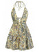 70er Boho Minikleid mit Tiefer V-Ausschnitt und Neckholder