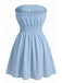 Blaues 40er Trägerloses Minikleid
