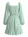 Hellgrünes 50er Chiffon-Kleid mit Rüschen und Ballonärmel