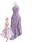 1930er Halter Rüschen Plissiertes Schlitz Maxi Kleid