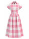 Rosa 50er Shirtkleid mit Flügelärmel und Gingham