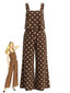 Brauner 30er Jumpsuit mit Polka-Dots und breiten Trägern