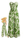 1970er Unregelmäßiger Print Trägerloser Boho Overall