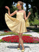 Gelbes 50er Swingkleid mit Struktur und Herz-Ausschnitt