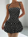 Schwarzes 60er Kleid mit Polka-Dots und Neckholder