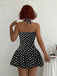 Schwarzes 60er Kleid mit Polka-Dots und Neckholder