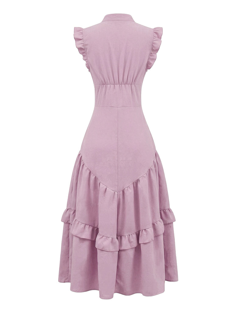 Dunkelrosaes 50er Ärmelloses Swingkleid