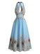 50er Swingkleid mit V-Ausschnitt und Neckholder